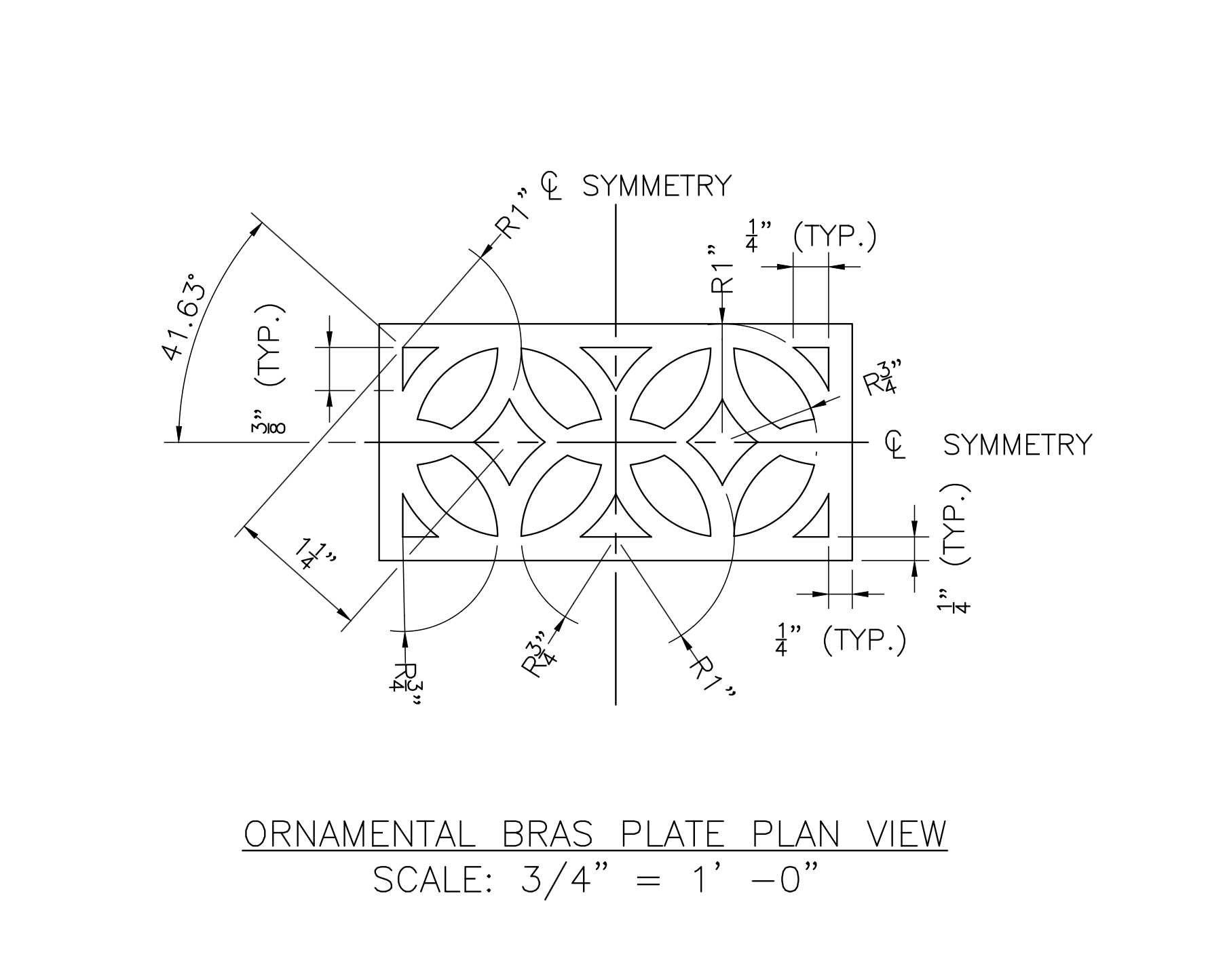 Ornamental brass plate geometry with symmetry axes