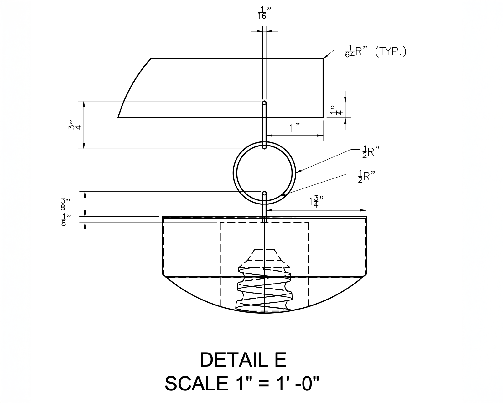 Top connector and glass seat, dimensioned