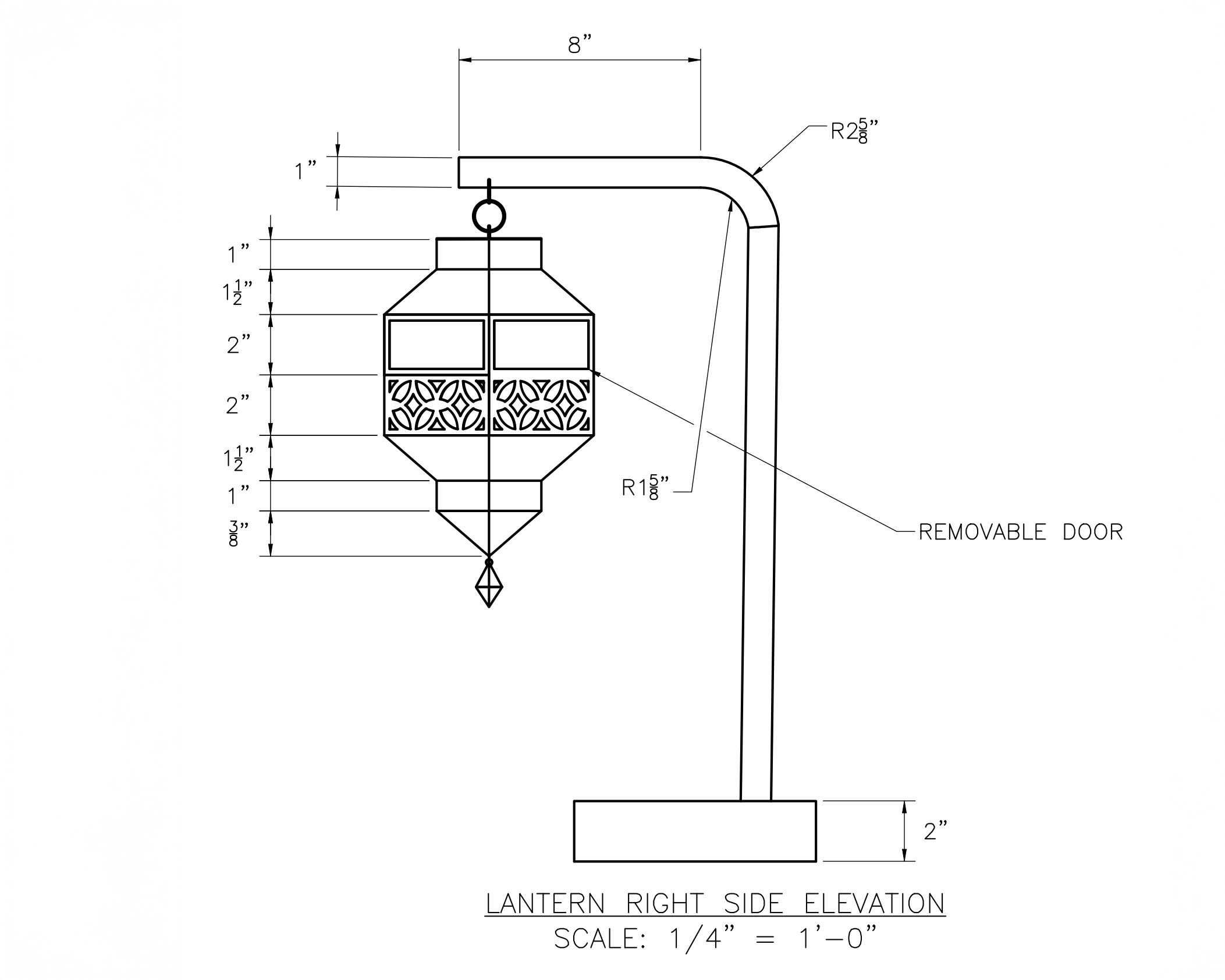 Removable door with continuous ornament and clearance